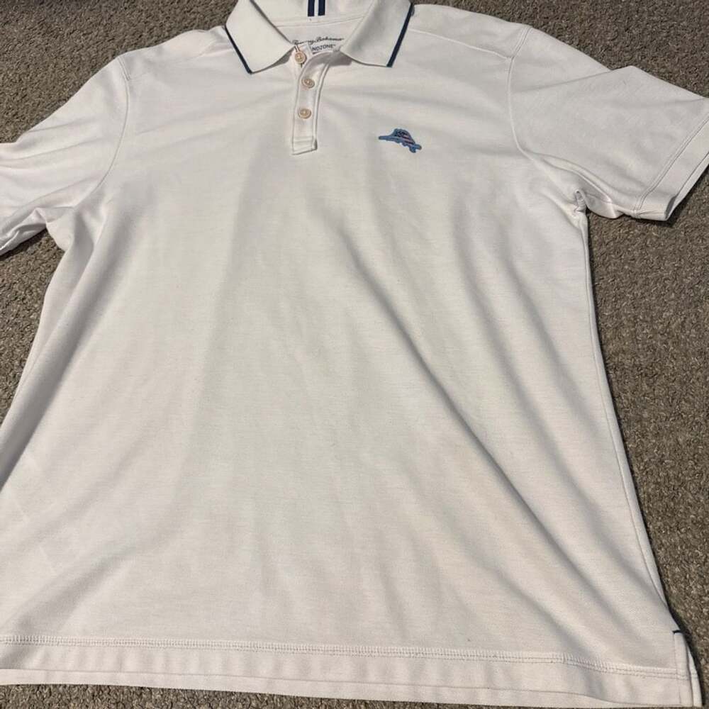 Tommy Bahama IslandZone Aloha America Surfboard Flag White Polo Shirt Size L